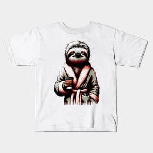 Unimpressed Sloth Sips Coffee: Funny Lazy Sloth T-Shirt Kids T-Shirt